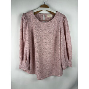 NWOT Women's Melloday Blouse Pink/White Print Size XL